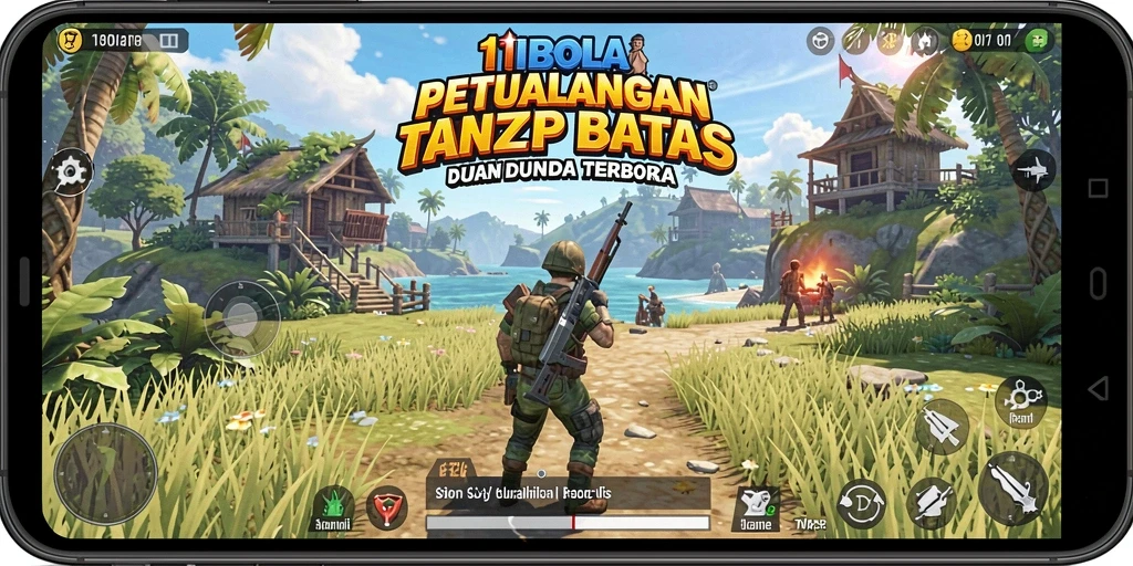 Screenshot gameplay 11BOLA menampilkan petualangan di dunia terbuka yang luas.