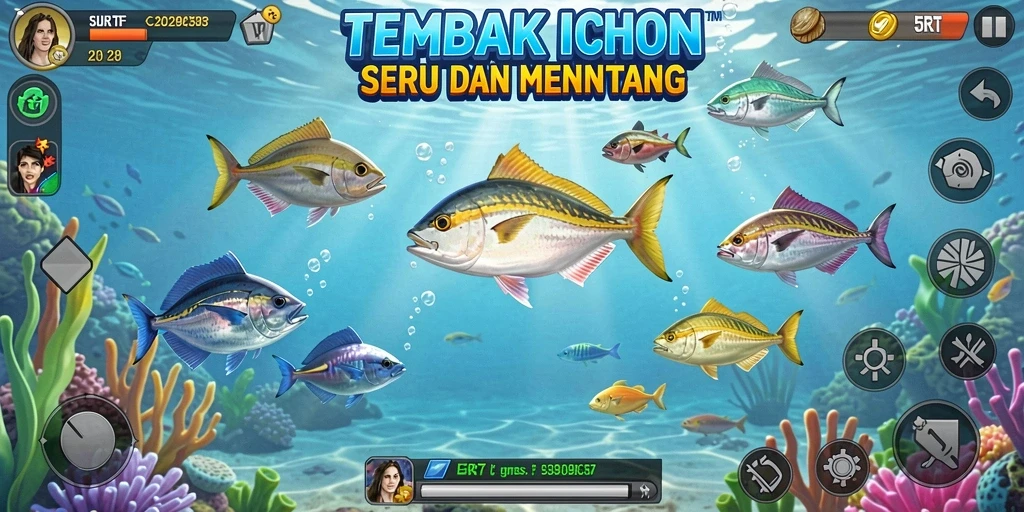 Screenshot gameplay 5RT menampilkan aksi menembak ikan yang seru.
