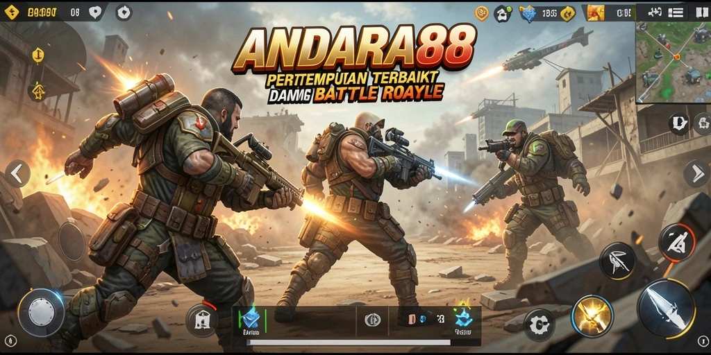 Tampilan gameplay seru dari ANDARA88 dalam pertempuran Battle Royale.