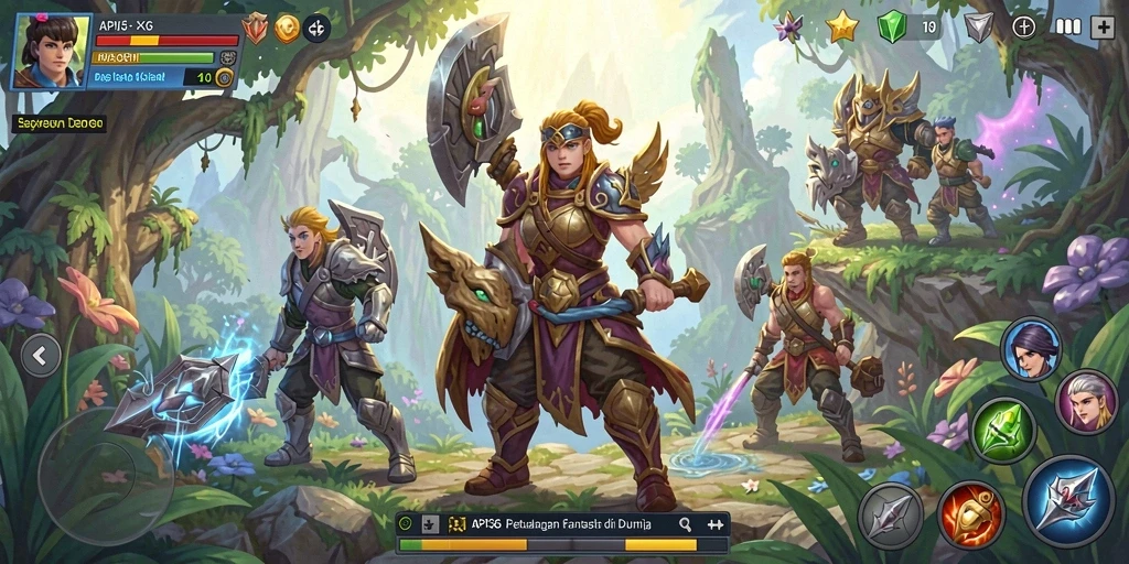 Tampilan menarik dari gameplay RPG API36 di dunia fantasi.