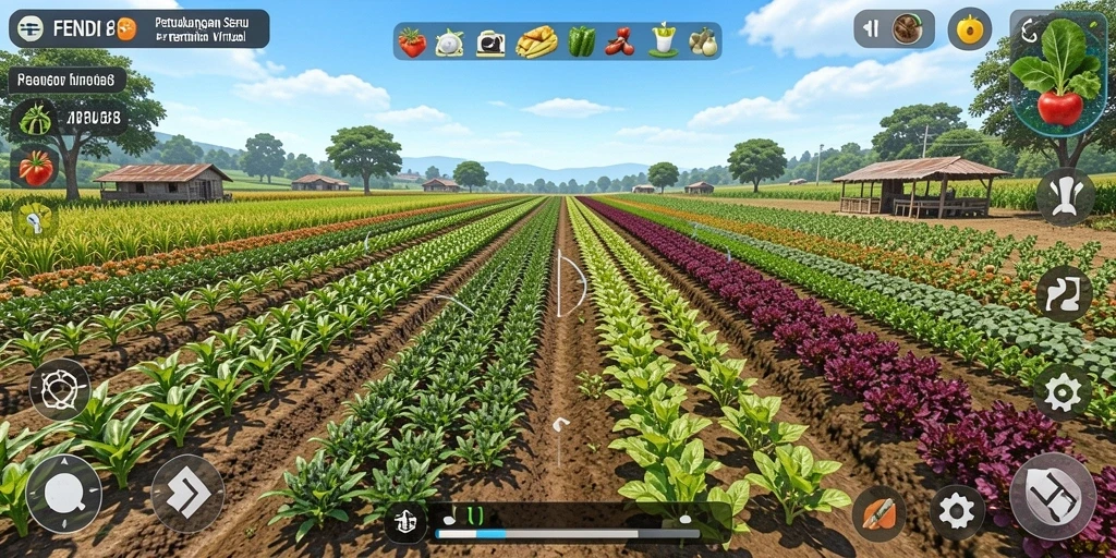 Gameplay seru dan interaktif dalam FENDI188 yang menampilkan kebun yang subur.