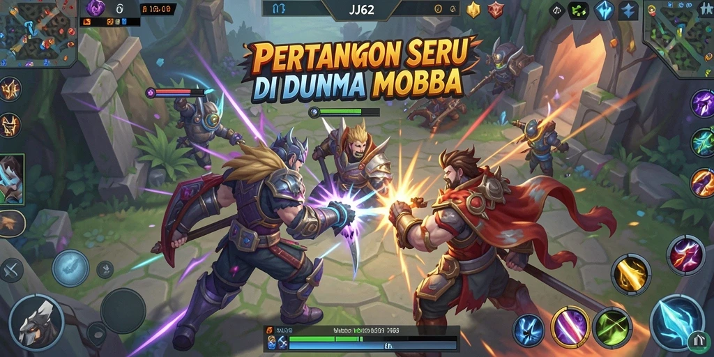 Screenshot utama JJ62 menampilkan aksi intens di arena MOBA.