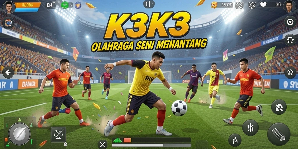 Tampilan gameplay menegangkan dari K3K3 saat pertandingan berlangsung.