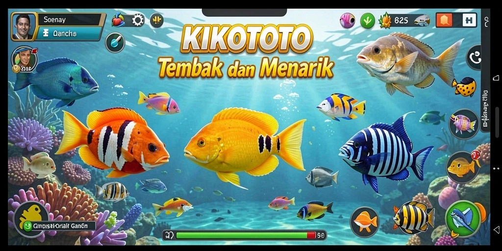 Screenshot gameplay KIKOTOTO yang mendebarkan menampilkan aksi tembak ikan.