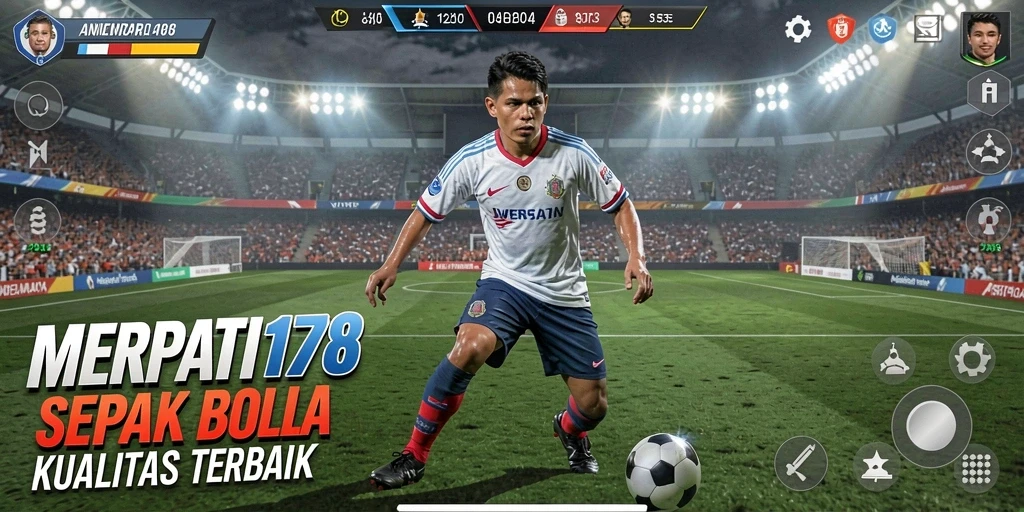 Tampilan gameplay menarik di lapangan sepak bola.