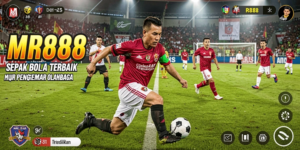 Tangkapan layar gameplay MR888 menampilkan aksi sepak bola yang seru dan mendebarkan.