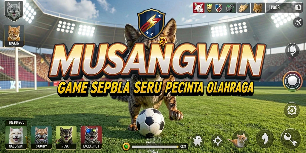 Tampilan gameplay MUSANGWIN yang mendebarkan dalam pertandingan sepak bola.