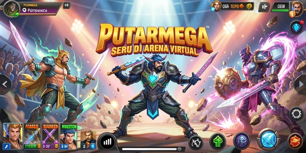 Gameplay PUTARMEGA menampilkan aksi pertarungan yang seru dan fantastis.
