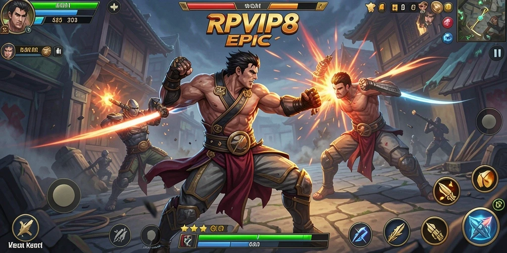 Tampilan gameplay RPVIP8 yang seru dan mendebarkan dalam pertarungan.