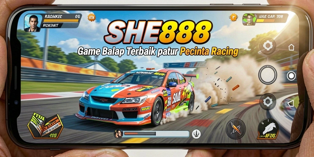 Screenshot gameplay SHE888 menampilkan balapan seru di trek menantang.