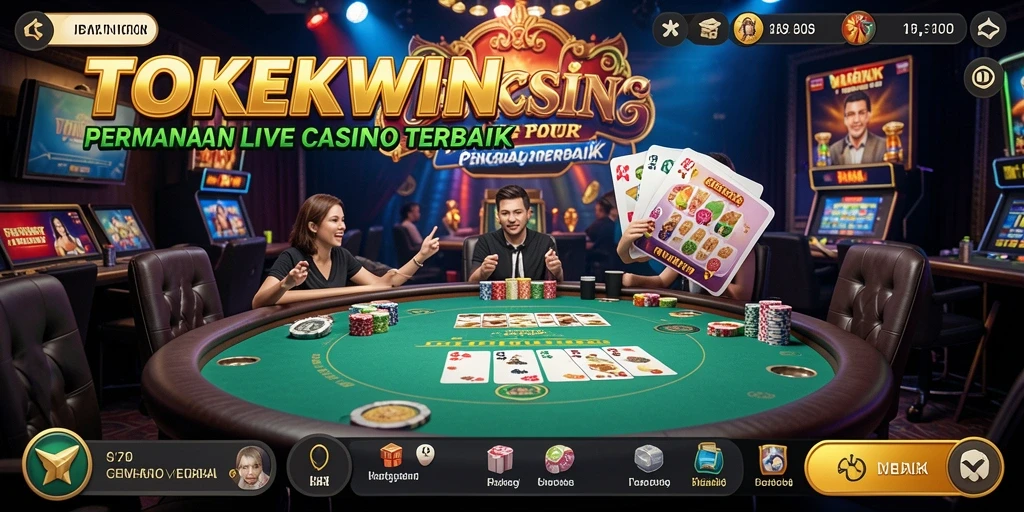 Screenshot gameplay <strong>TOKEKWIN</strong> menampilkan suasana kasino yang mendebarkan.