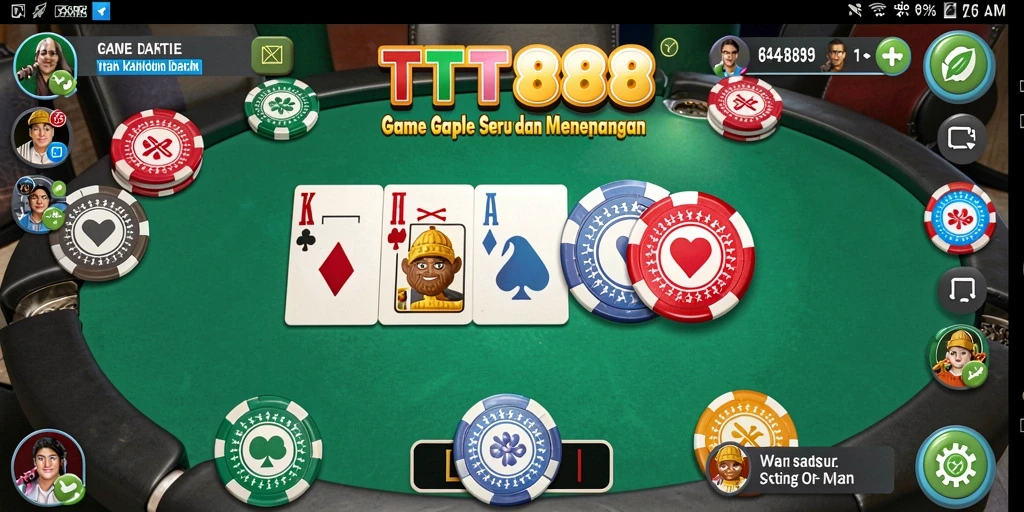 Tampilan gameplay seru dari game Gaple TTT888.